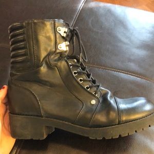 Black combat boots